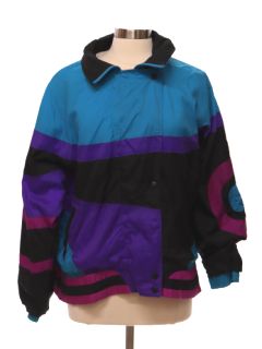1980's Womens Totally 80s Pacific Trail Windbreaker Style Track Jacket