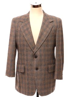 1970's Mens Plaid Wool Disco Blazer Sport Coat Jacket