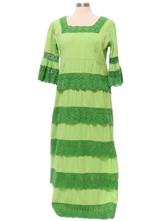 1960's Womens Hippie Maxi Dress