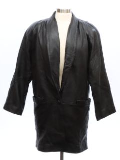 1980's Womens Totally 80s Leather Coat Jacket