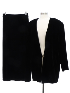 1980's Womens Totally 80s Black Velvet Suit