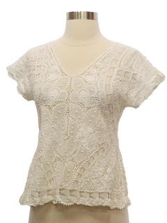 1980's Womens or Girls Crocheted Lace Shirt
