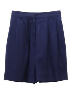 1990's Womens Dark Blue Rayon Pleated Shorts