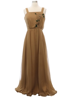 1960's Womens Maxi Beaded Cocktail or Prom Dress
