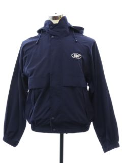 1990's Mens Eljer Logo Dark Blue Hooded Windbreaker Zip Jacket