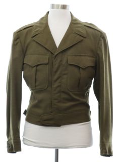 1940's Mens Eisenhower Style WWII Army Military Ike Jacket