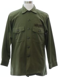 1980's Mens US Army Uniform Work Shirt