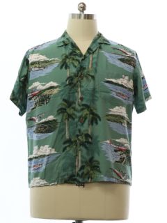 1980's Mens Bishop St  Rayon Hawaiian Shirt