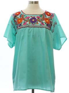 1970's Womens Embroidered Huipil Shirt