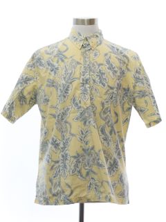1980's Mens Reverse Print Cotton Pullover Hawaiian Shirt