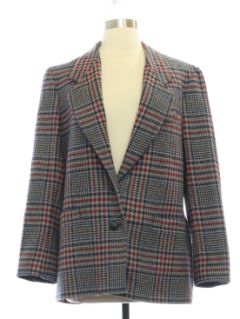 1980's Womens Plaid Blazer Sport Coat Jacket