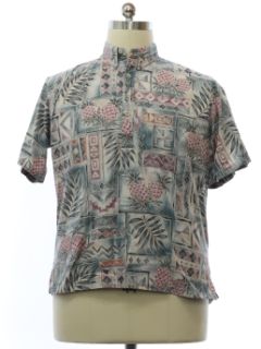 1990's Mens Tori Richard Reverse Print Cotton Pullover Hawaiian Shirt