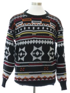 1980's Mens Totally 80s intarsia Knit Cosby Style Sweater