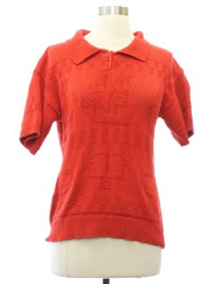 1980's Womens Totally 80s Catalina Pullover Sweater Knit Shirt