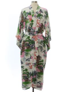 1960's Womens Rayon Japanese Kimono Robe