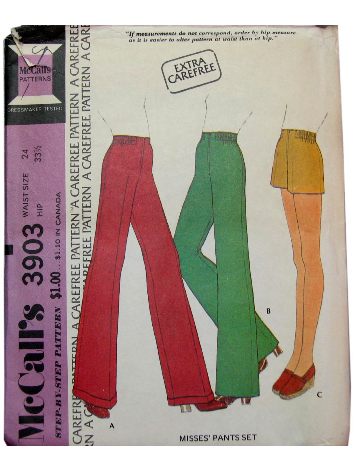 Retro 1970's Sewing Pattern (McCalls Pattern No. 3903) : 70s -McCalls ...