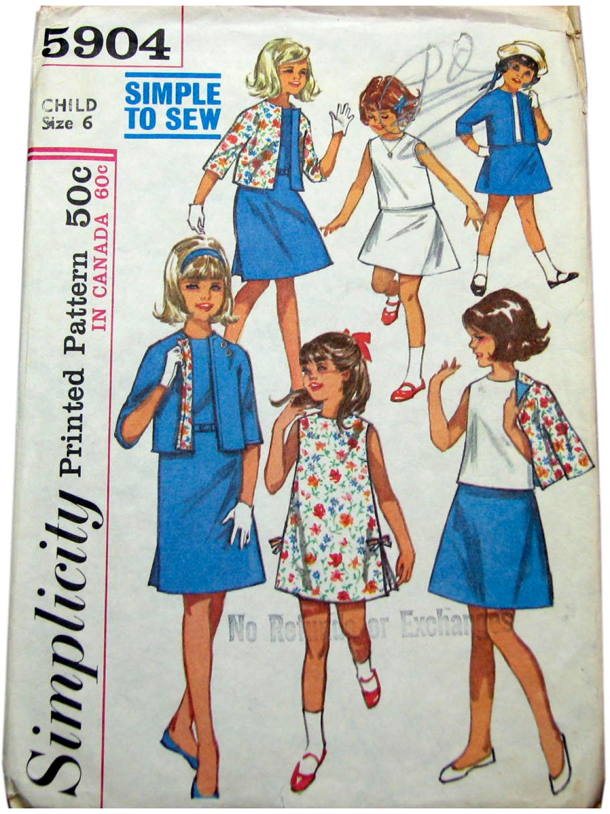 1960s Simplicity Pattern No 5904 Sewing Pattern 60s Simplicity Pattern No 5904 Girls One Piece Dress Or Top Skirt And Jacket Simple To Sew Sleeveless And Collarless Dress Or Top Has Back