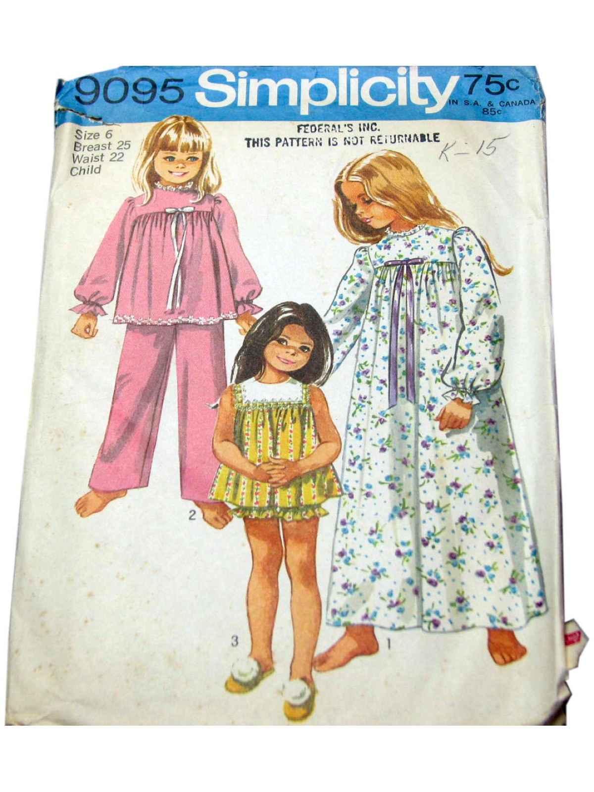 Retro 70 s Sewing Pattern 70s Simplicity Pattern No. 9095 Girls