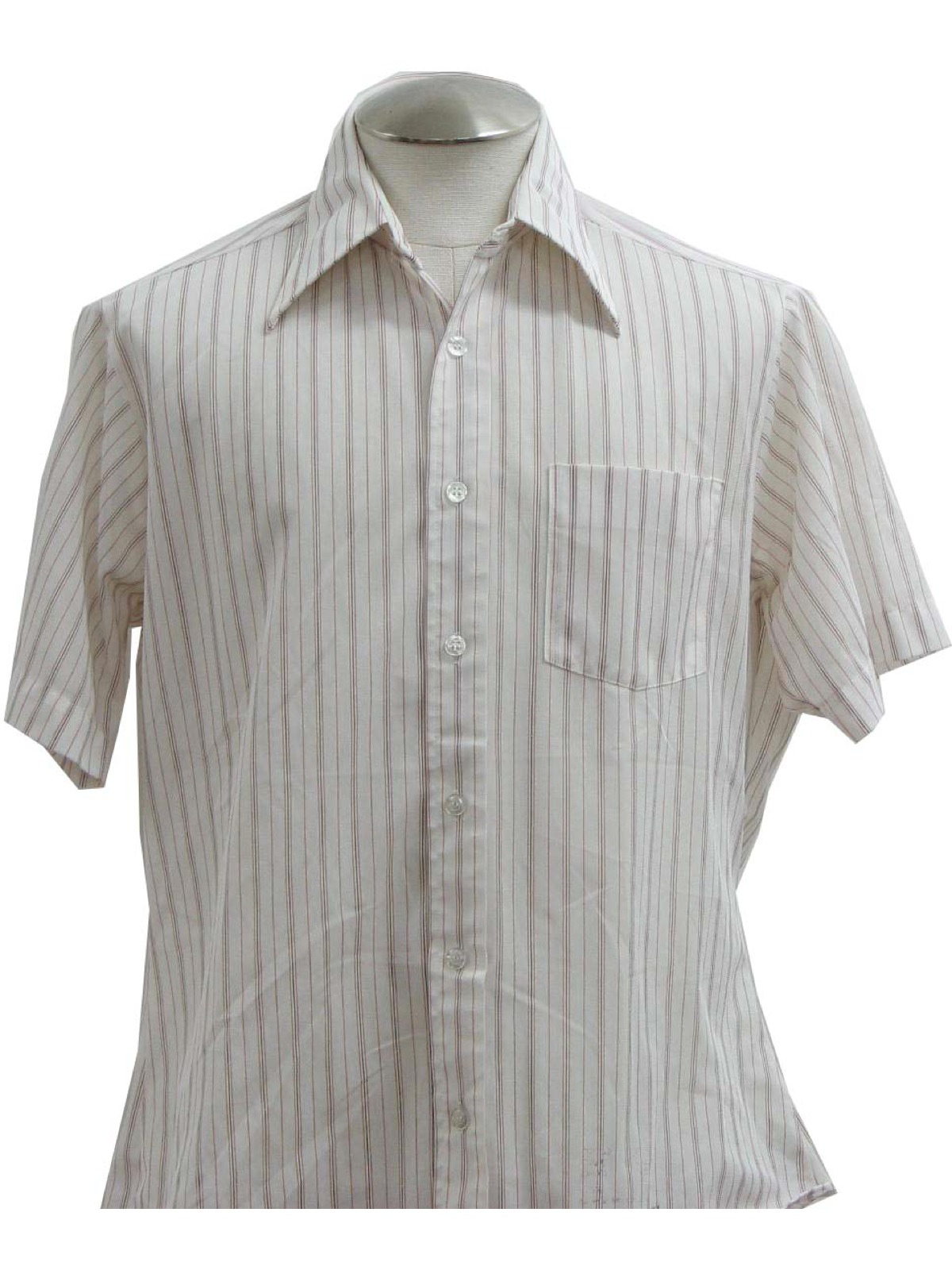 Sears 1970s Vintage Shirt: 70s -Sears- Mens white with narrow taupe and ...