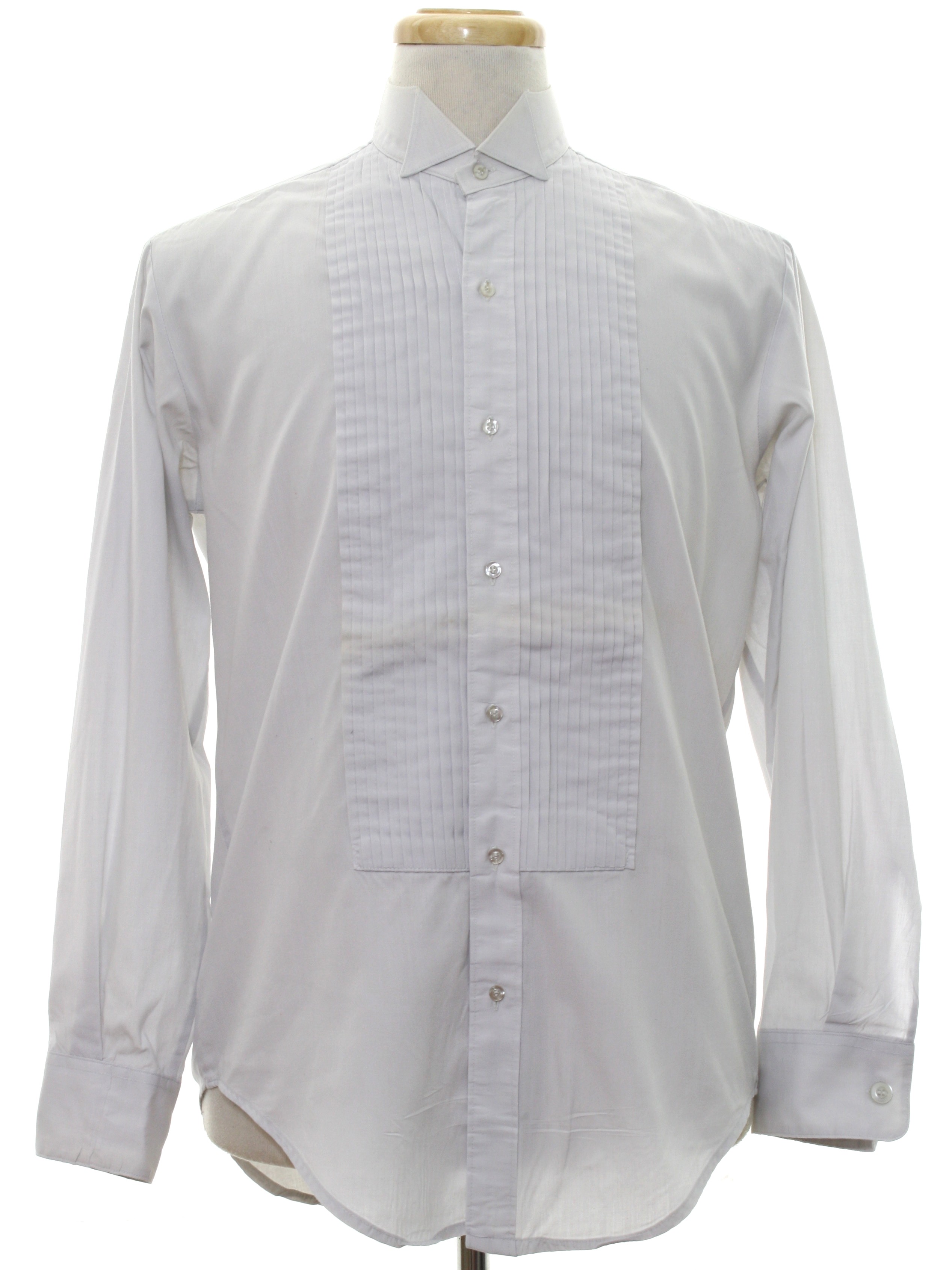 70's After Six Shirt: 70s -After Six- Mens pale grey polyester and ...