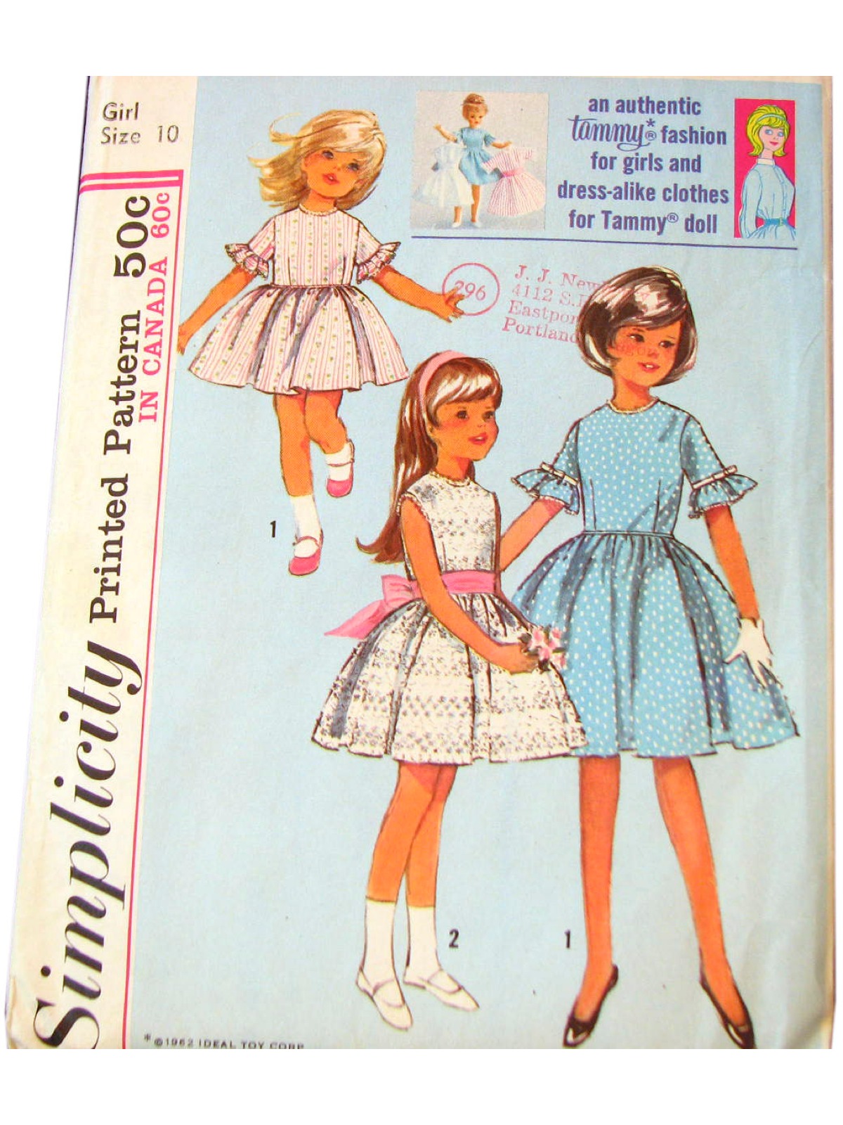 60s Retro Sewing Pattern 60s Simplicity Pattern No 5859 Womens Child One Piece Dress And Matching Garment For A 12in Tammy Doll The Collarless Dress Has Gathered Skirt Back Zipper Closing And Picot