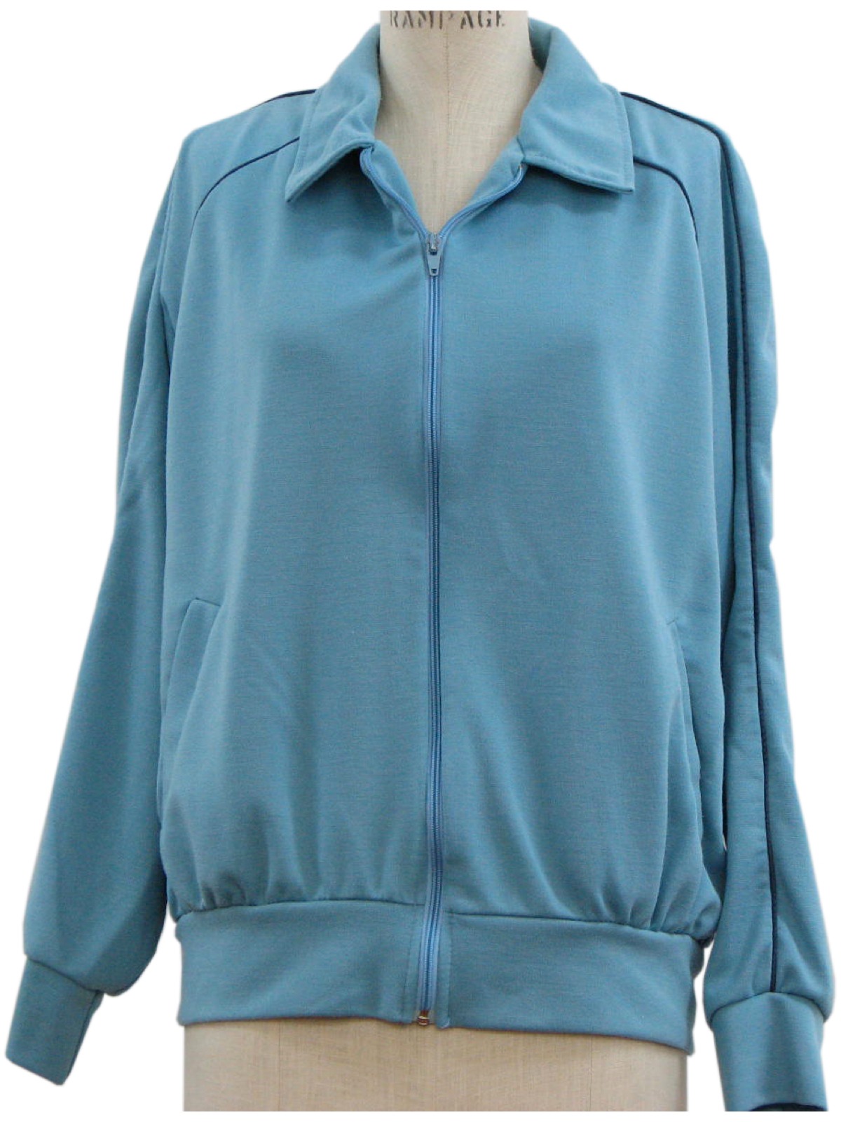 1970's Retro Jacket: 70s -Bonnie Sportswear- Womens light blue acrylic ...