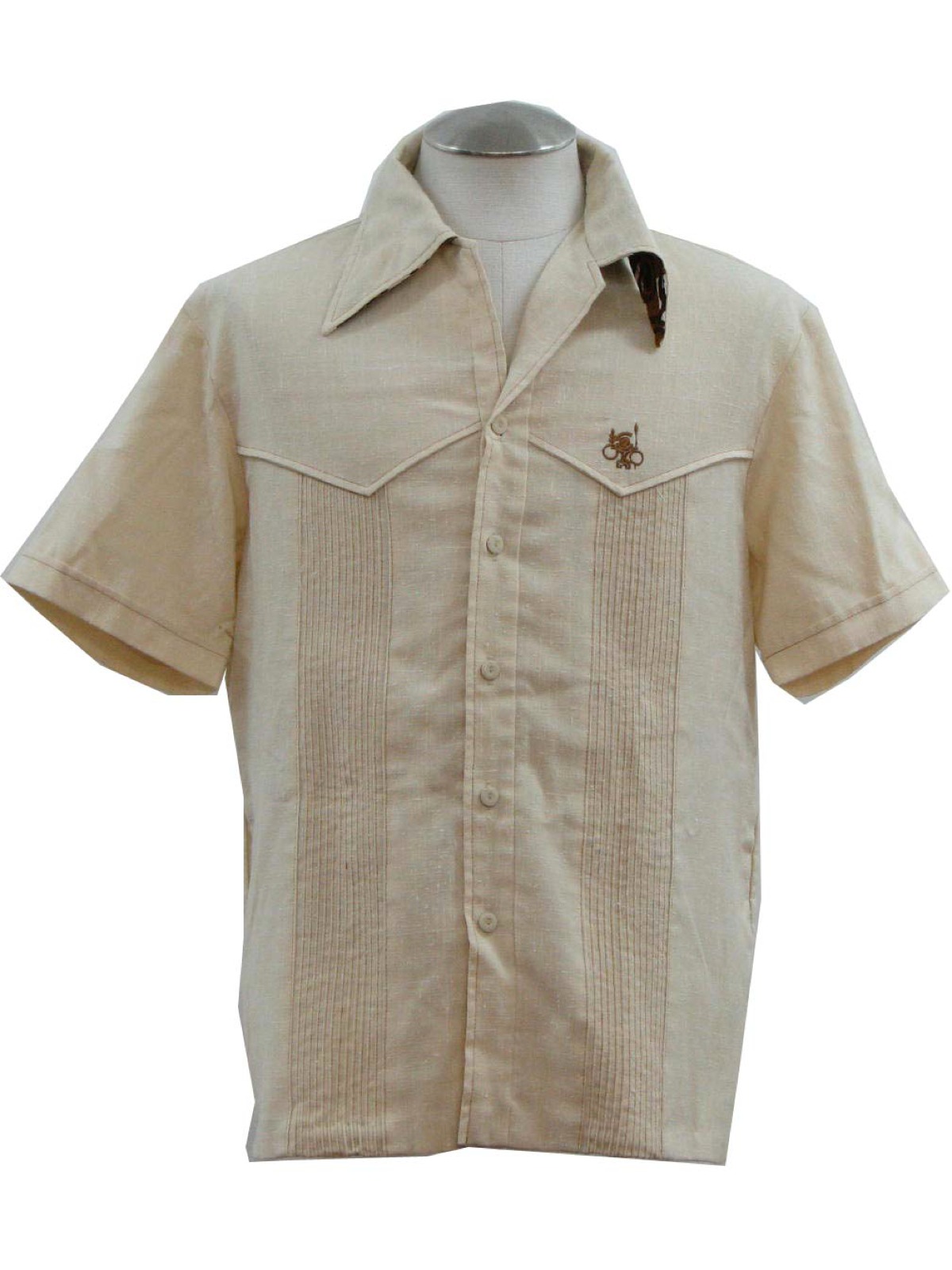 Retro 1970's Hawaiian Shirt (Iolani) : 70s -Iolani- Mens pale beige ...