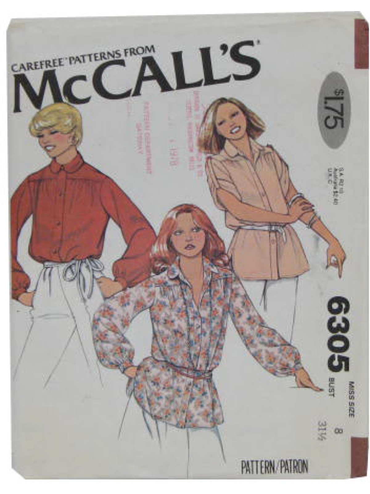 McCalls Vintage Pattern 8085 Blouse Bust 32.5 Gathered Ruffles Yokes Size  10 FF