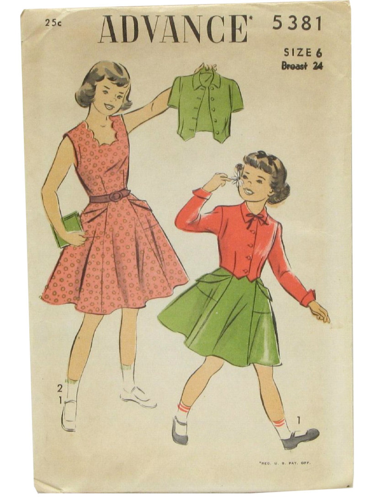 1940s Vintage Sewing Pattern 40s Advance Pattern No. 5381