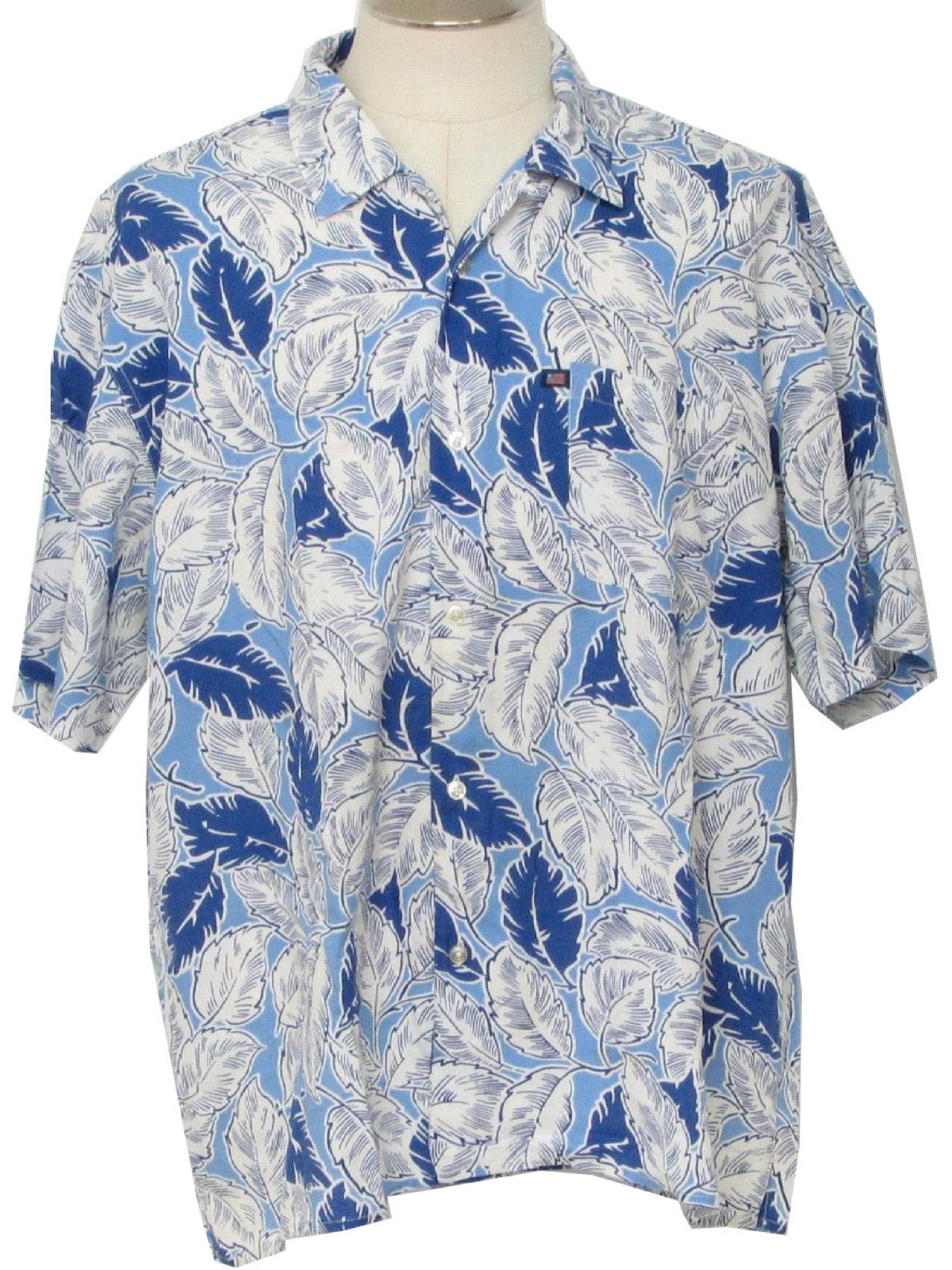 Vintage 1990's Hawaiian Shirt: 90s -Polo Jeans Co- Mens blue, pale blue ...