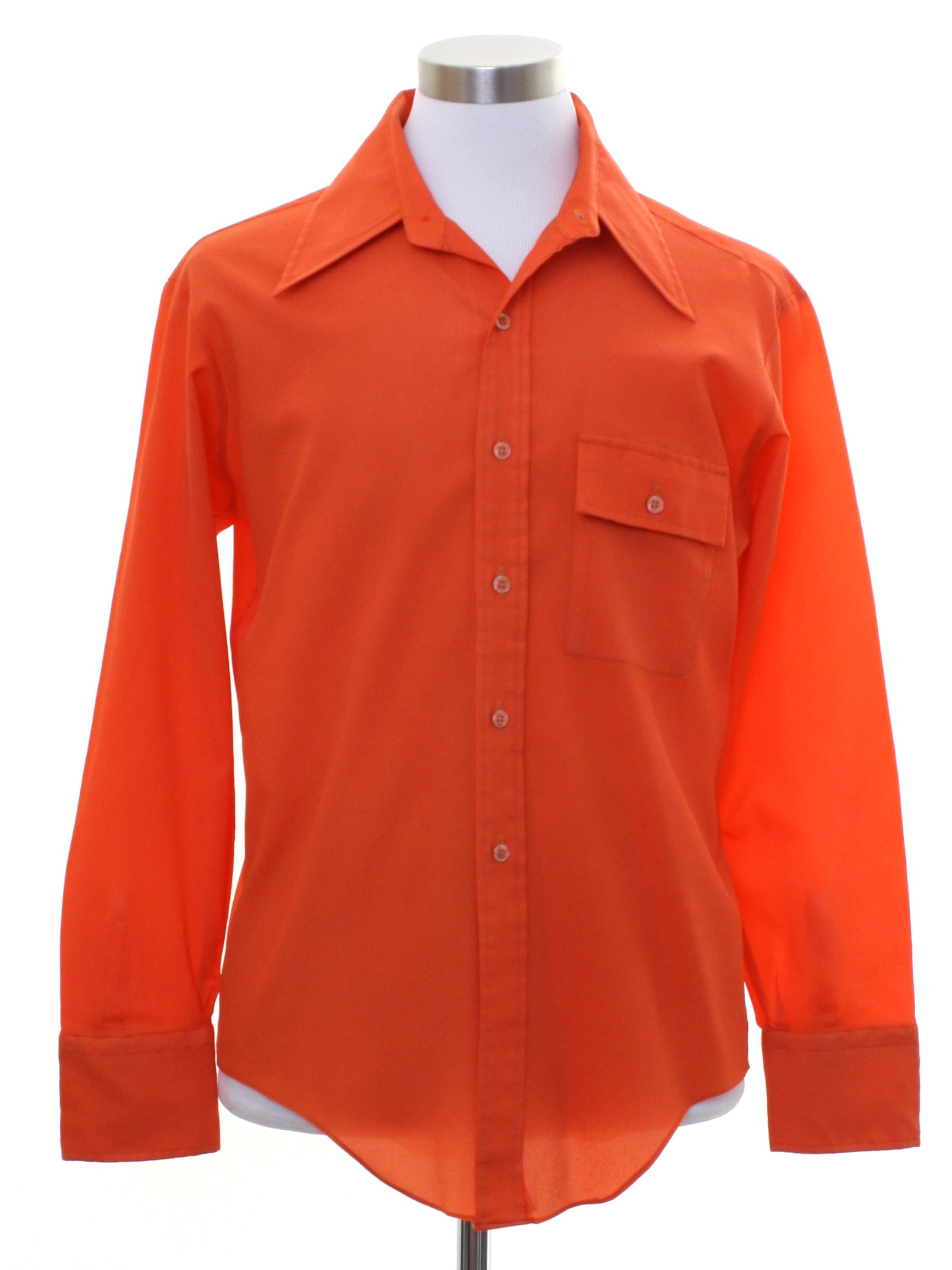 1970's Shirt (Marlboro): 70s -Marlboro- Mens bright orange crepe ...