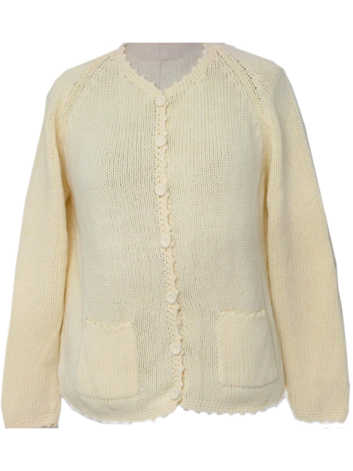 Seventies Vintage Caridgan Sweater: 70s -Missing Label- Womens cream ...