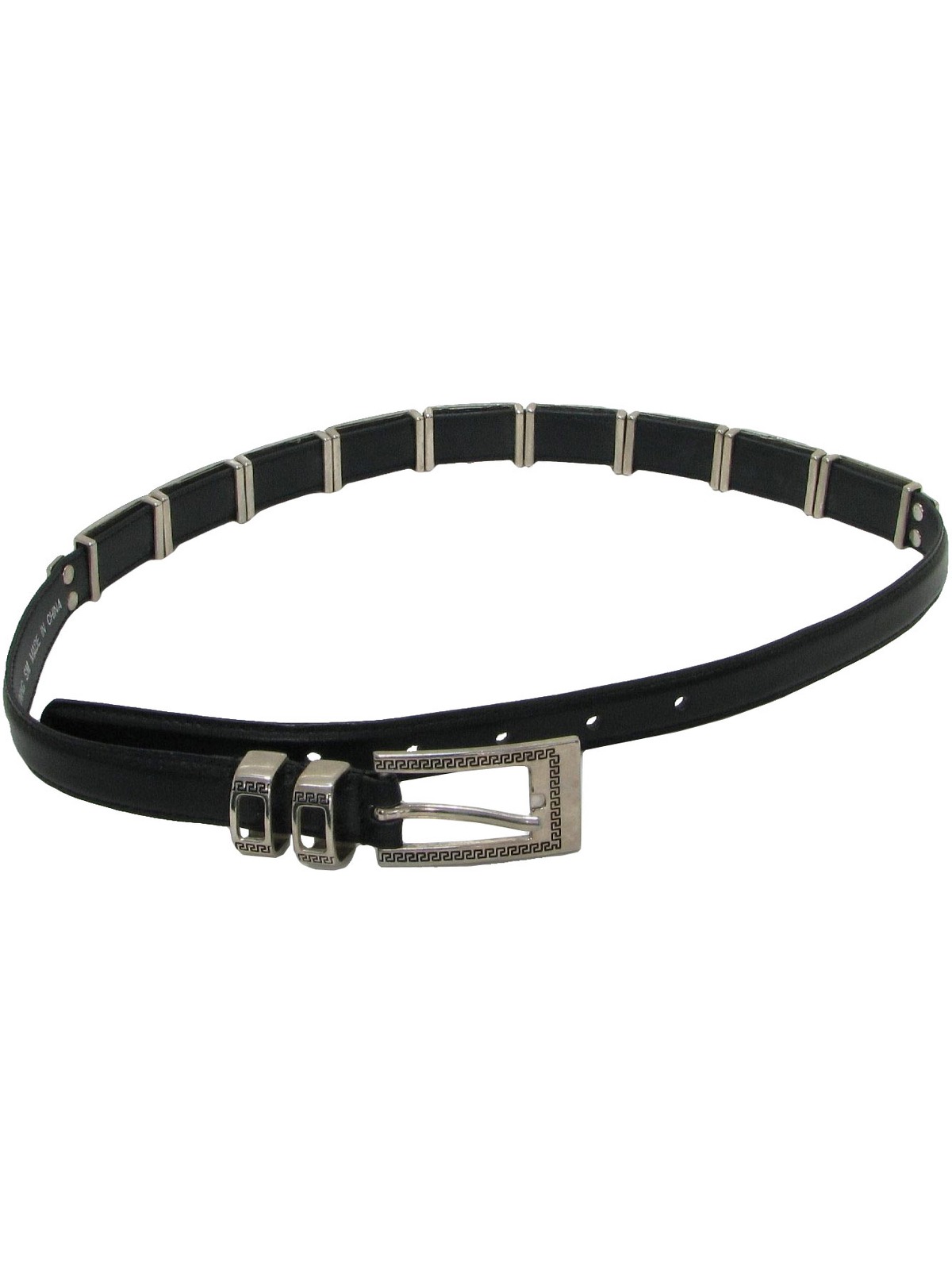 Vintage 1980's Belt: 80s -Contents Label- Womens black leather belt ...