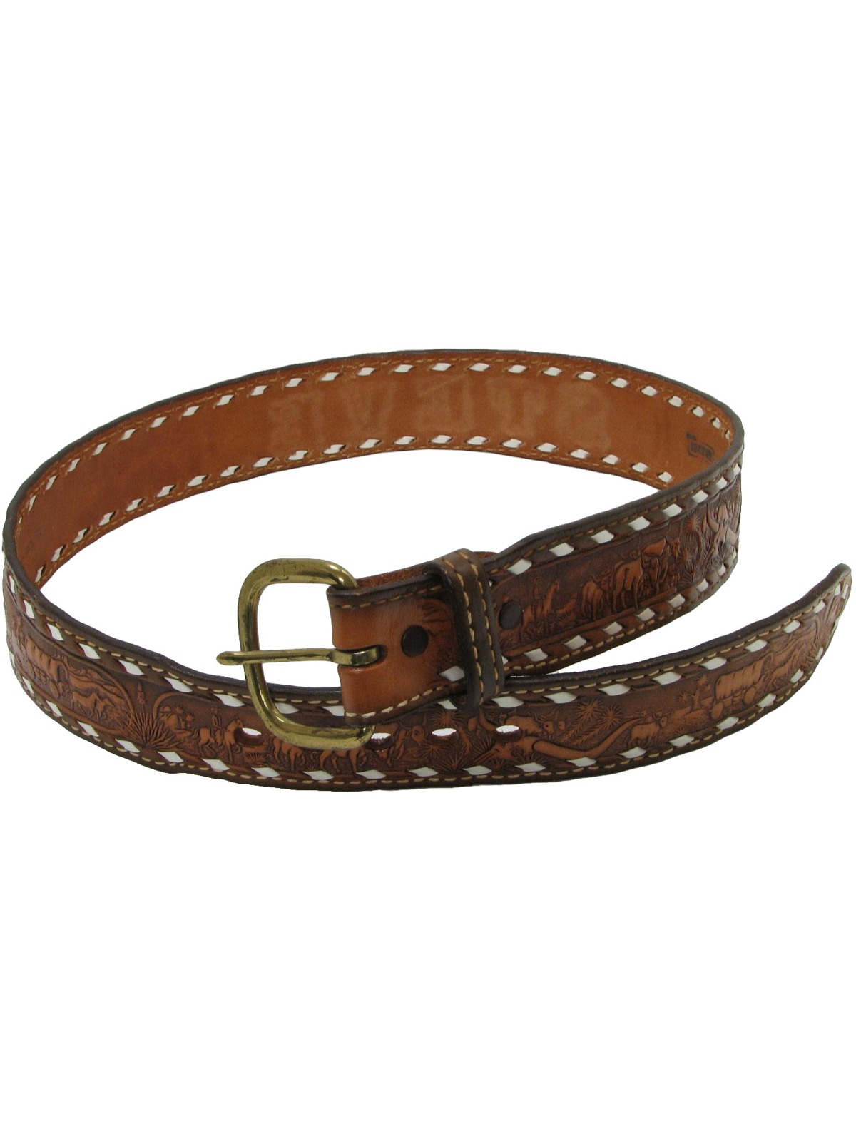 Retro 70s Belt (Texan) : 70s -Texan- Mens shaded brown leather western ...