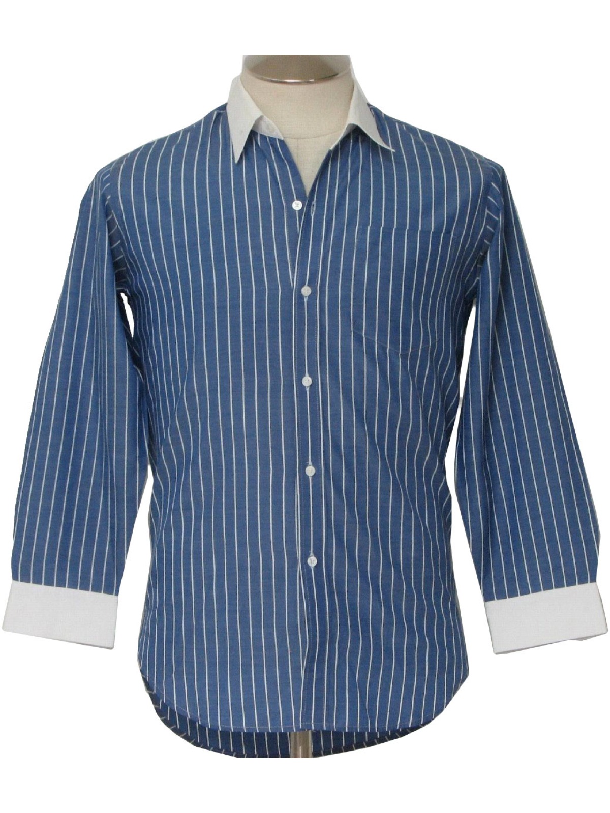 blue dress shirt with white stripes