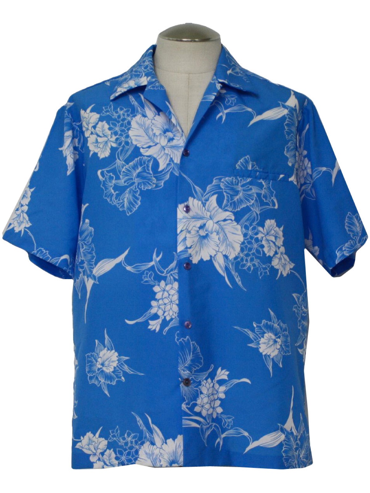 1980's Hawaiian Shirt (Hilo Hatties): 80s -Hilo Hatties- Mens sky blue ...