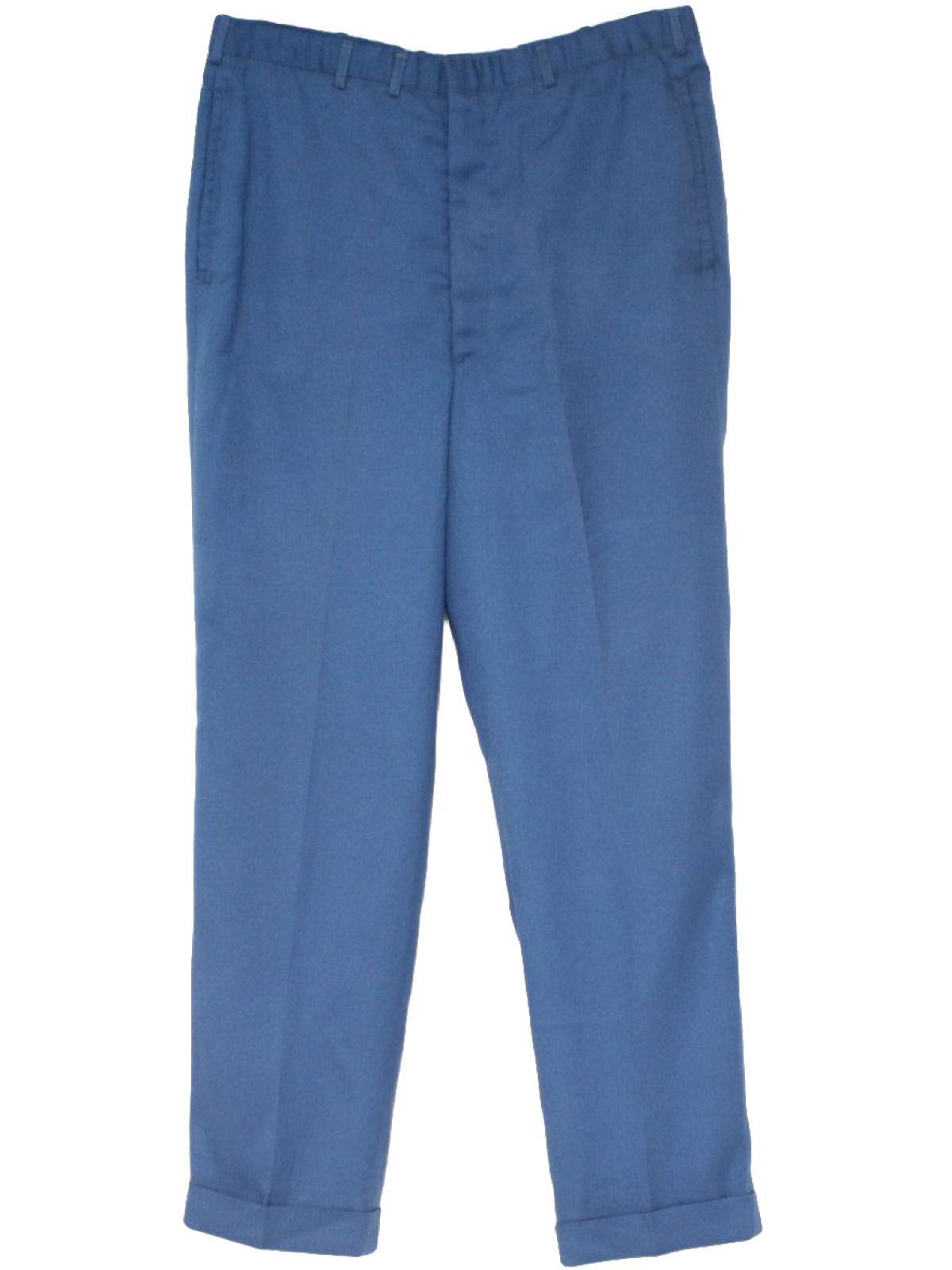 1960's Retro Pants: 60s -Hand made for- Mens blue polyester blend high ...