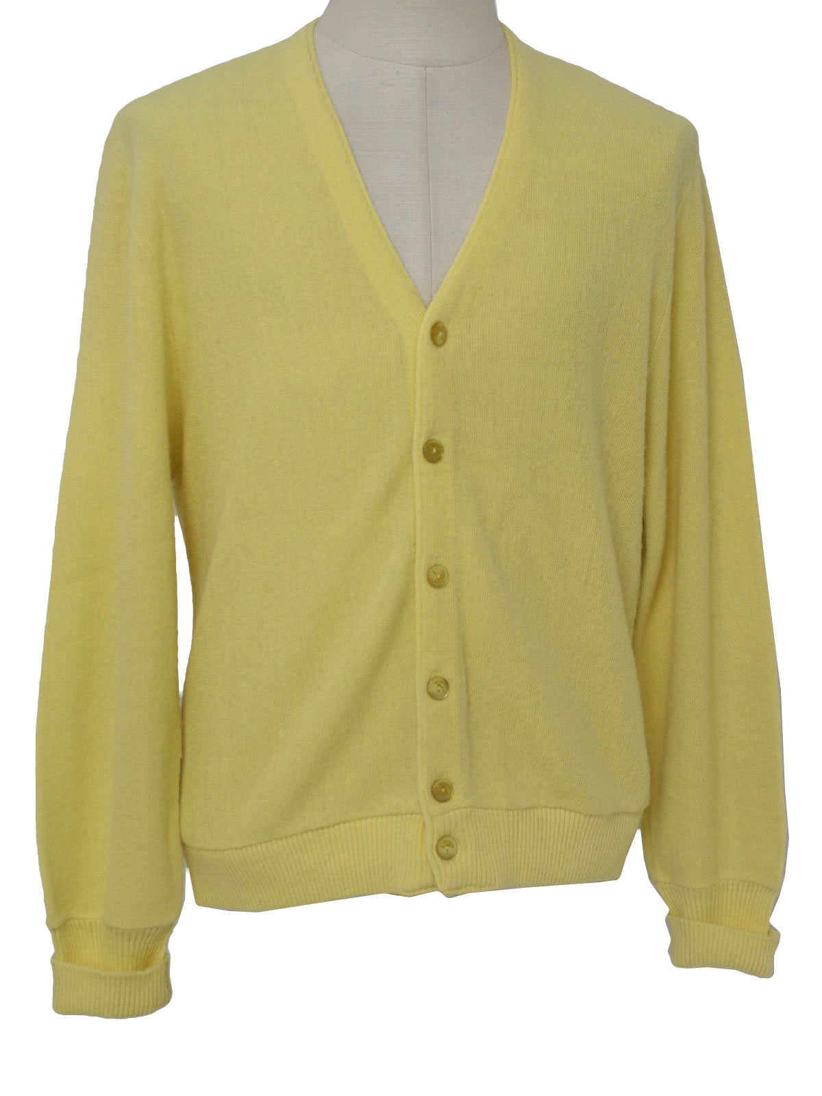 Retro 80's Caridgan Sweater: 80s -Arnold Palmer- Mens butter yellow ...