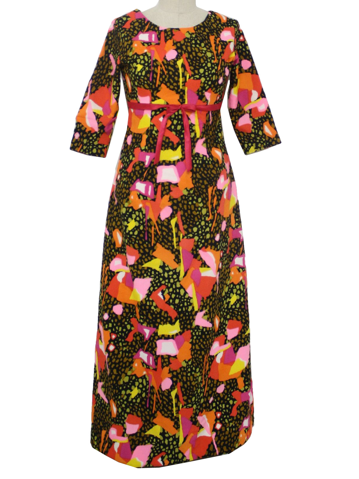 Retro Seventies Hawaiian Dress: 70s -Home Sewn- Womens black, olive ...