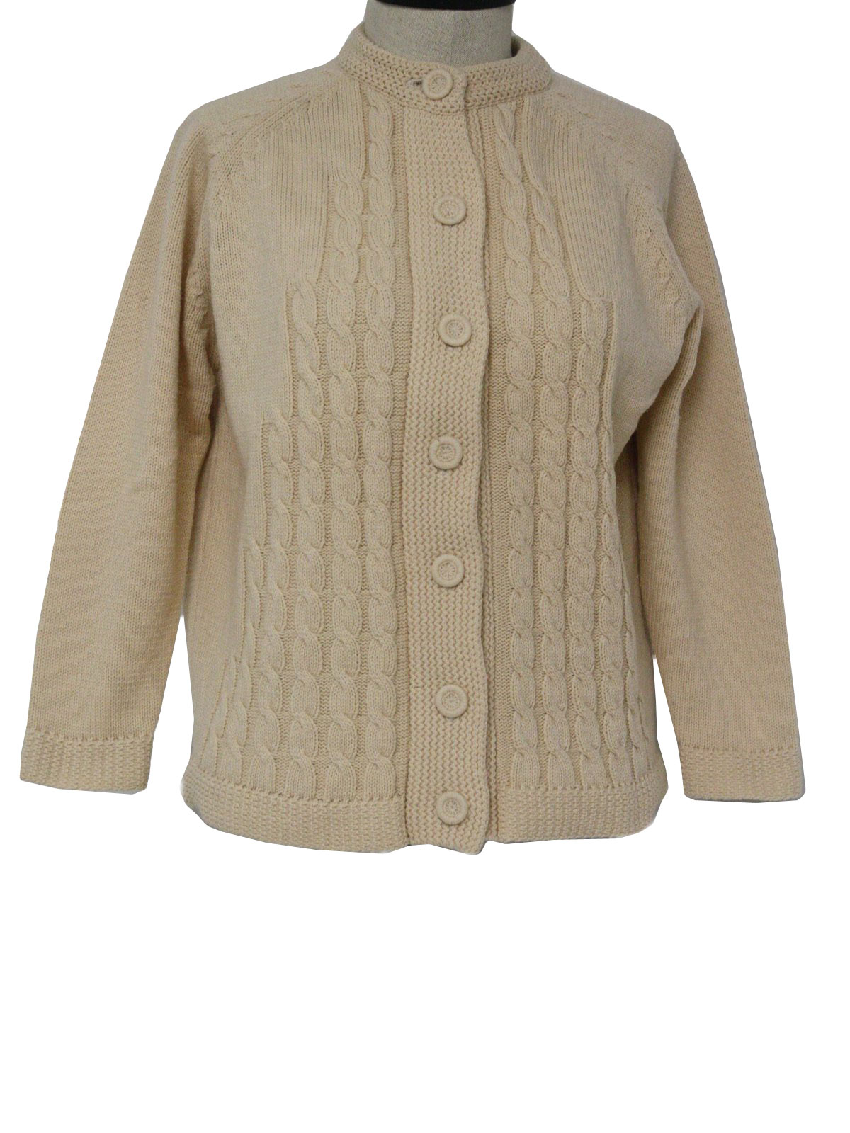 Vintage 1970s Caridgan Sweater: 70s -no label- Womens blush acrylic ...