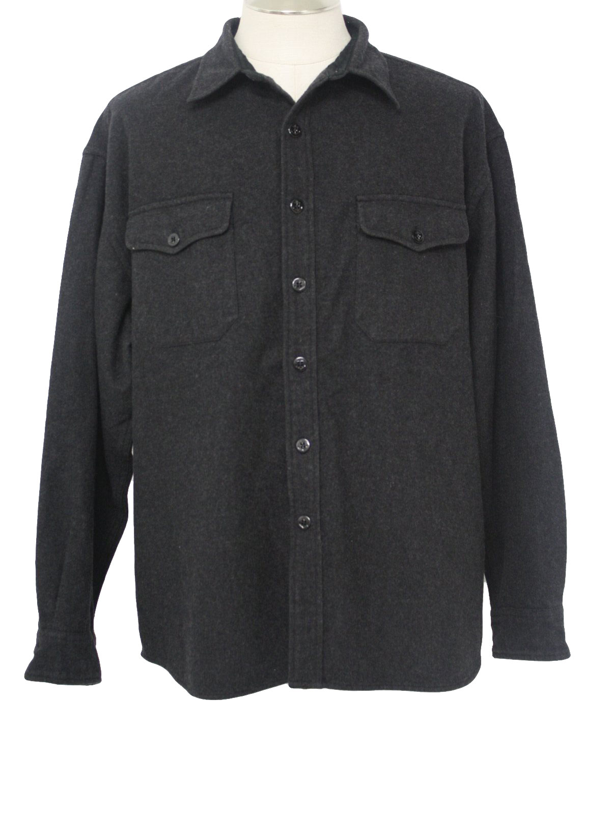 Nineties Gap Jacket: 90s -Gap- Mens dark heather charcoal wool blend ...