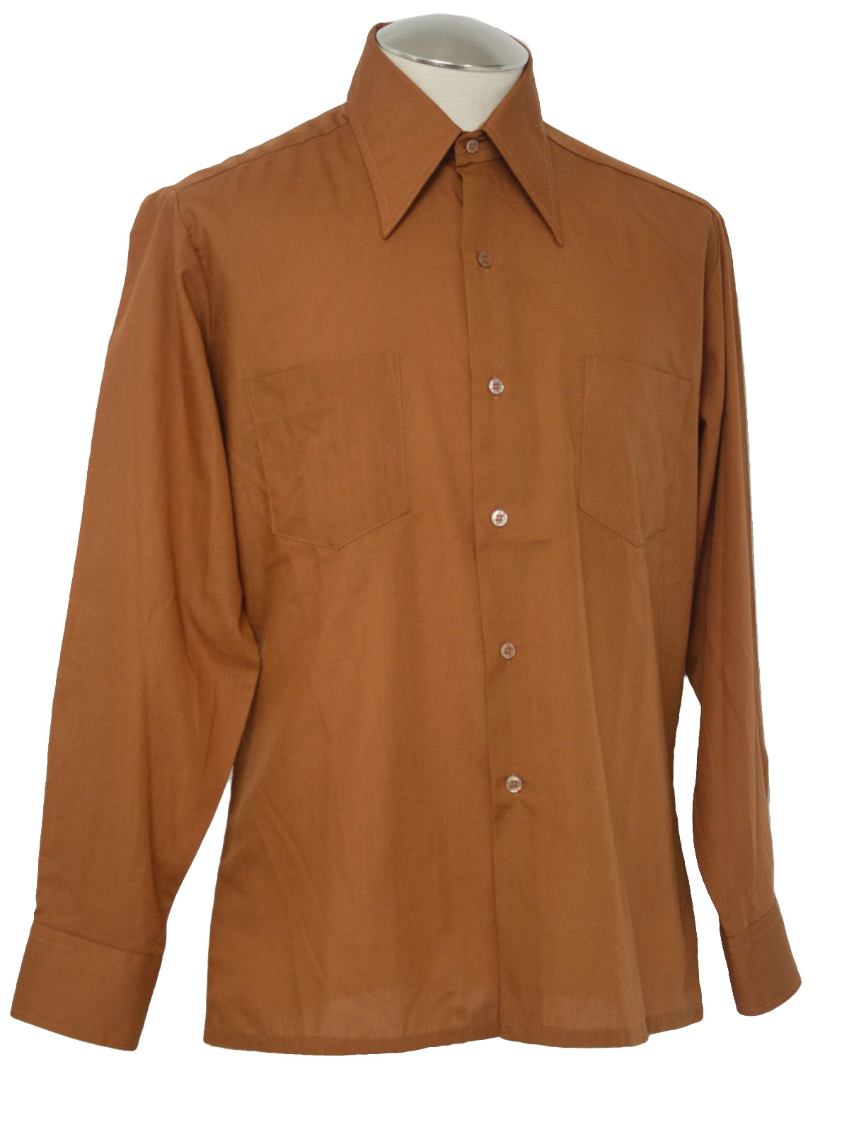 Vintage 1970's Shirt: 70s -JC Penney- Mens terracotta cotton and ...