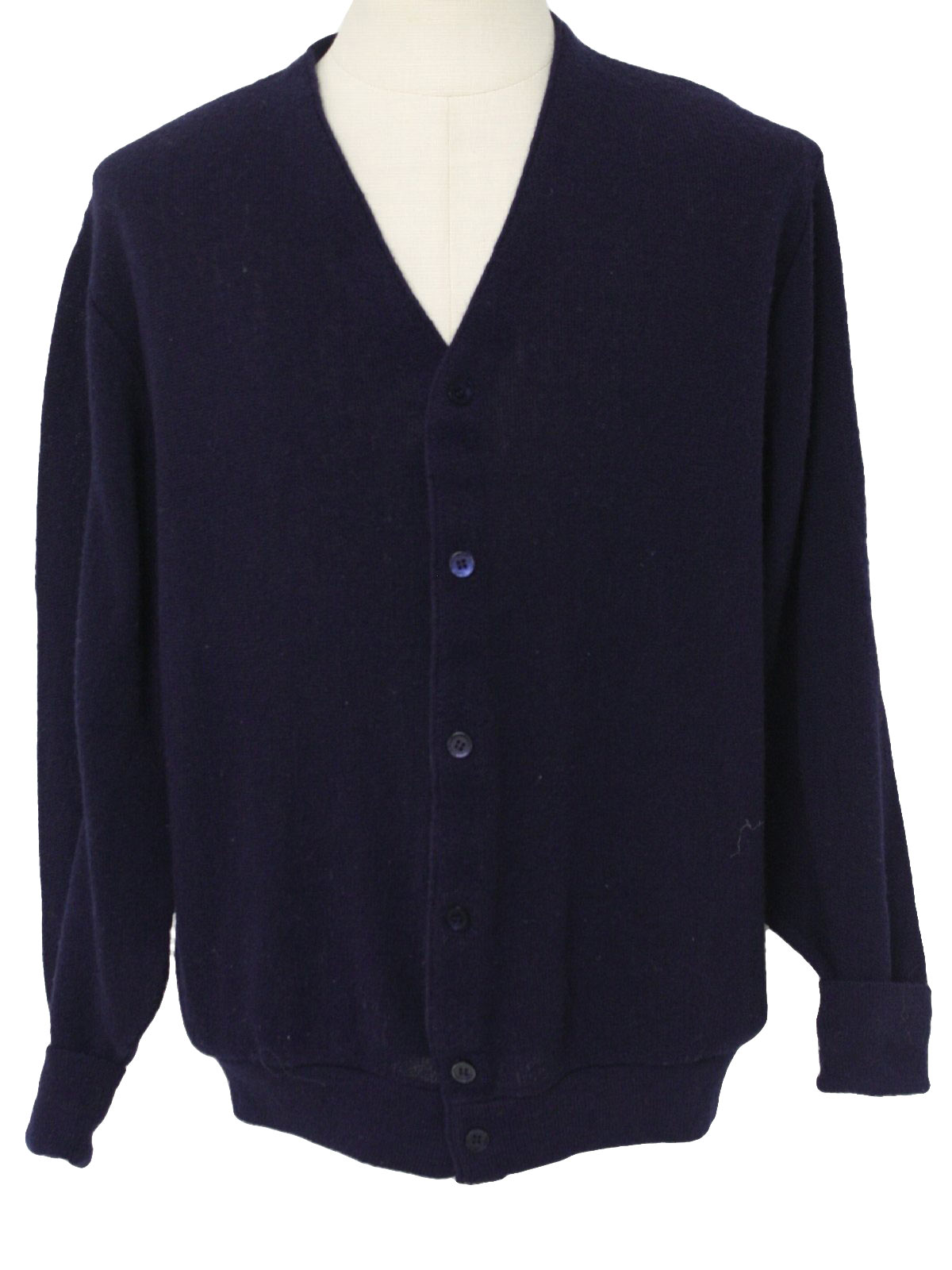Eighties Vintage Caridgan Sweater: 80s -Jantzen- Mens navy acrylic ...