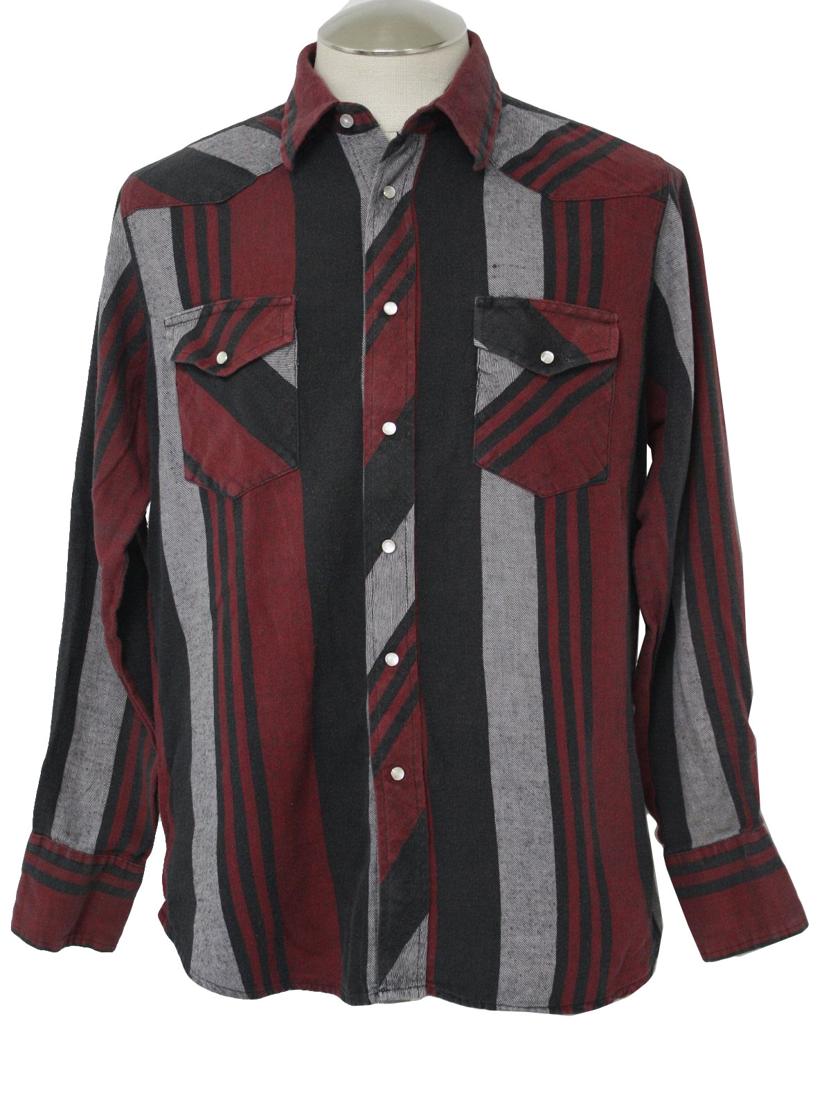 Vintage Wrangler 1990s Western Shirt: 90s -Wrangler- Mens red, black ...