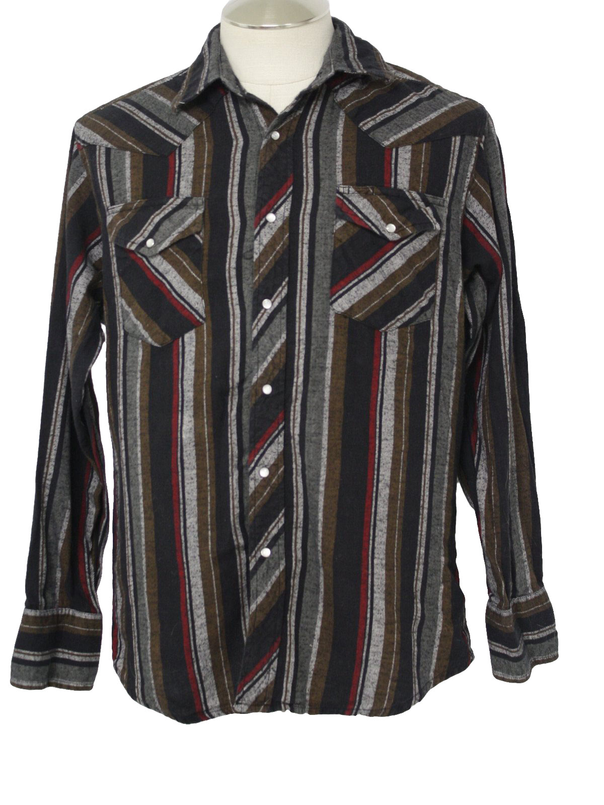 Nineties Wrangler Western Shirt: 90s -Wrangler- Mens black, brown ...