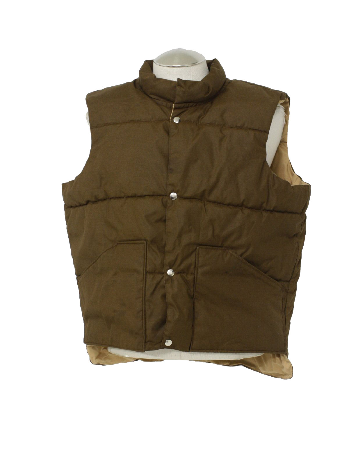 1980's Vest (Care Label): 80s -Care Label- Mens brown polyester ...