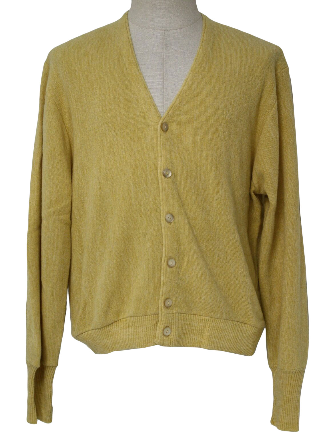 1960's Retro Caridgan Sweater: 60s -JC Penney- Mens shades of yellow ...