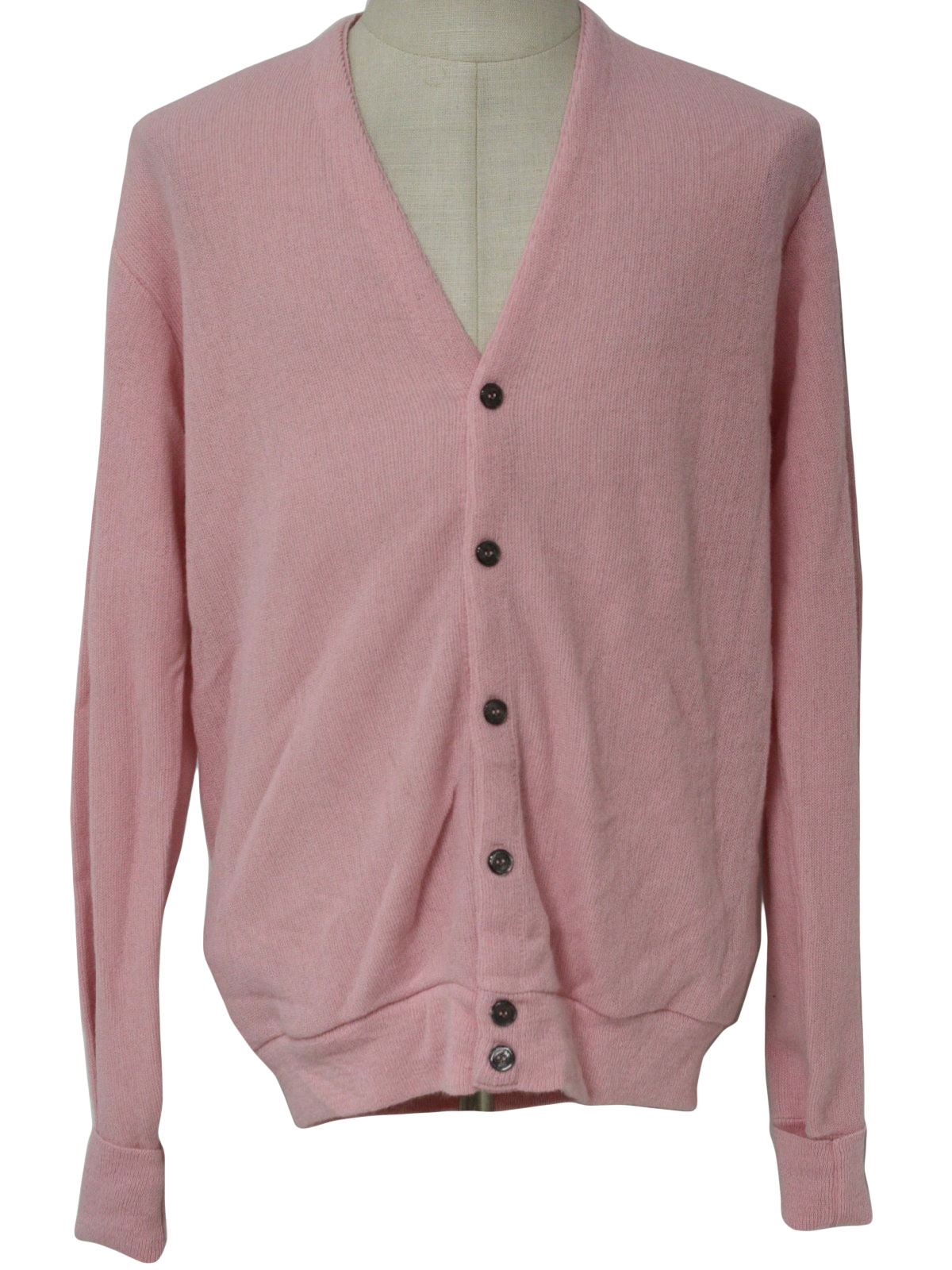 Retro 1970s Caridgan Sweater: 70s -The Fox Collection- Mens light pink ...