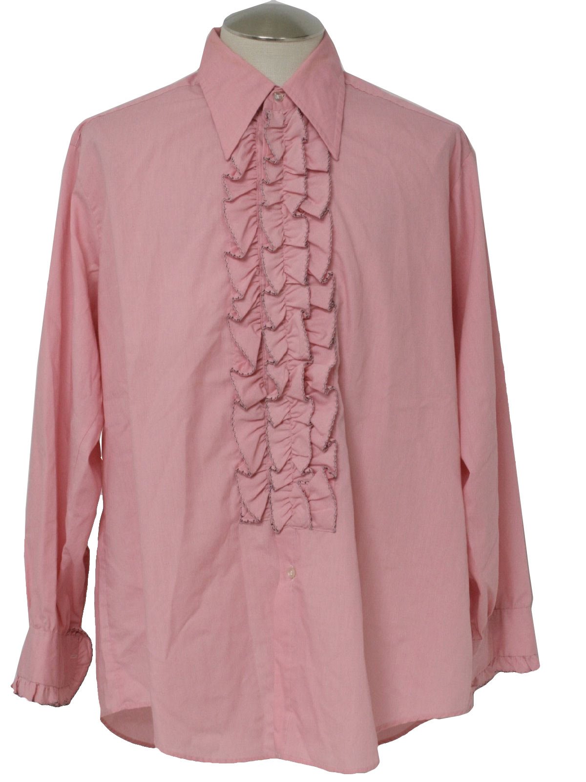 70's Vintage Shirt: 70s -Delton- Mens bubble gum pink and black cotton ...