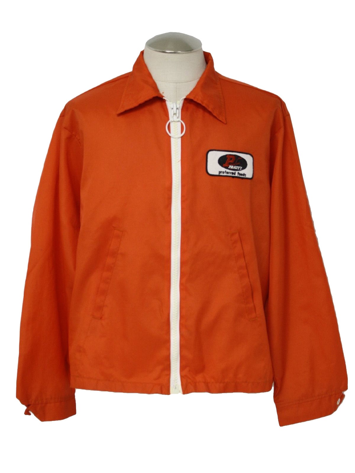 1970's Retro Jacket: 70s -Cap-n-Jac- Mens orange nylon windbreaker